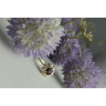 925 Sterling Silver Rubellite & CZ Ring Size 11