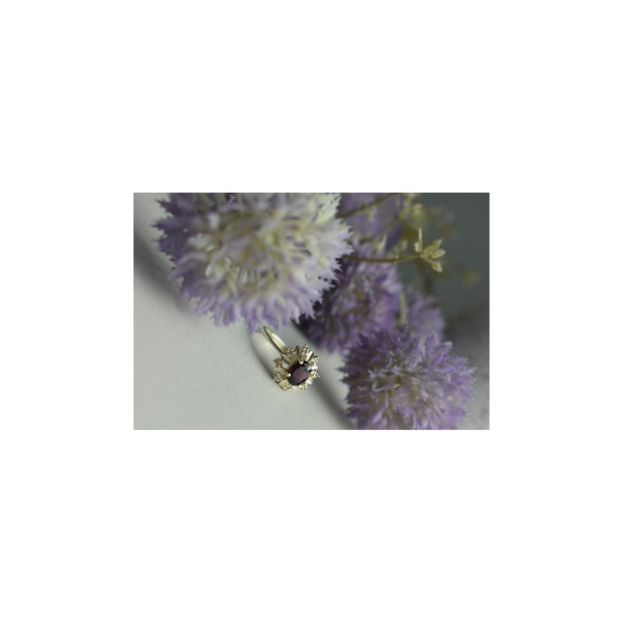 925 Sterling Silver Rubellite & CZ Ring Size 11