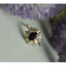 925 Sterling Silver Rubellite & CZ Ring Size 11
