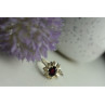 925 Sterling Silver Rubellite & CZ Ring Size 11