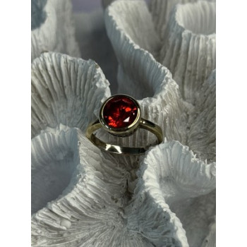 925 Sterling Silver Orange Crystal Ring Size 7