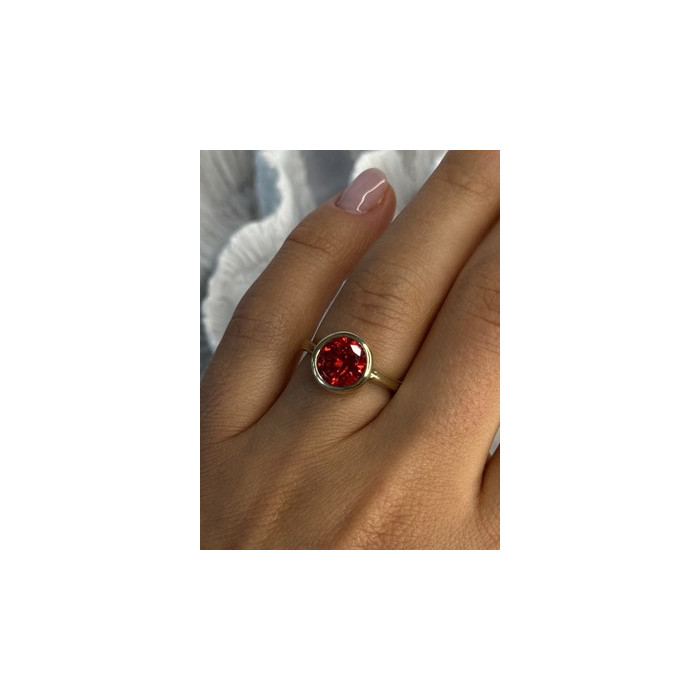 925 Sterling Silver Orange Crystal Ring Size 7