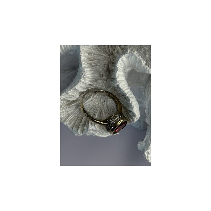 925 Sterling Silver Orange Crystal Ring Size 7