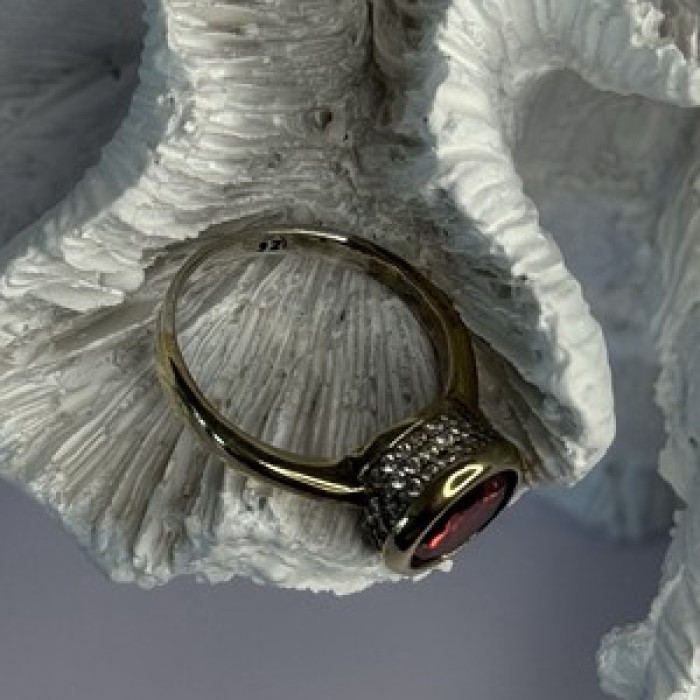 925 Sterling Silver Orange Crystal Ring Size 7