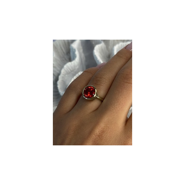 925 Sterling Silver Orange Crystal Ring Size 7