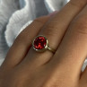 925 Sterling Silver Orange Crystal Ring Size 7