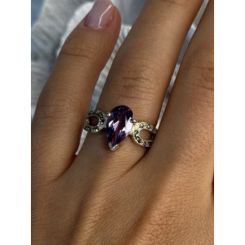 925 Sterling Silver Amethyst & Marcasite Ring Size 7.5