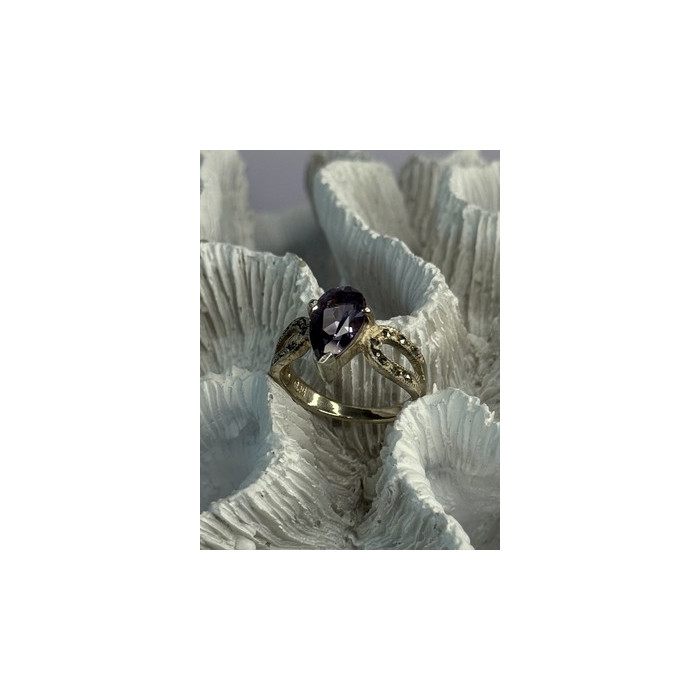 925 Sterling Silver Amethyst & Marcasite Ring Size 7.5