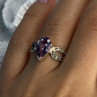 925 Sterling Silver Amethyst & Marcasite Ring Size 7.5