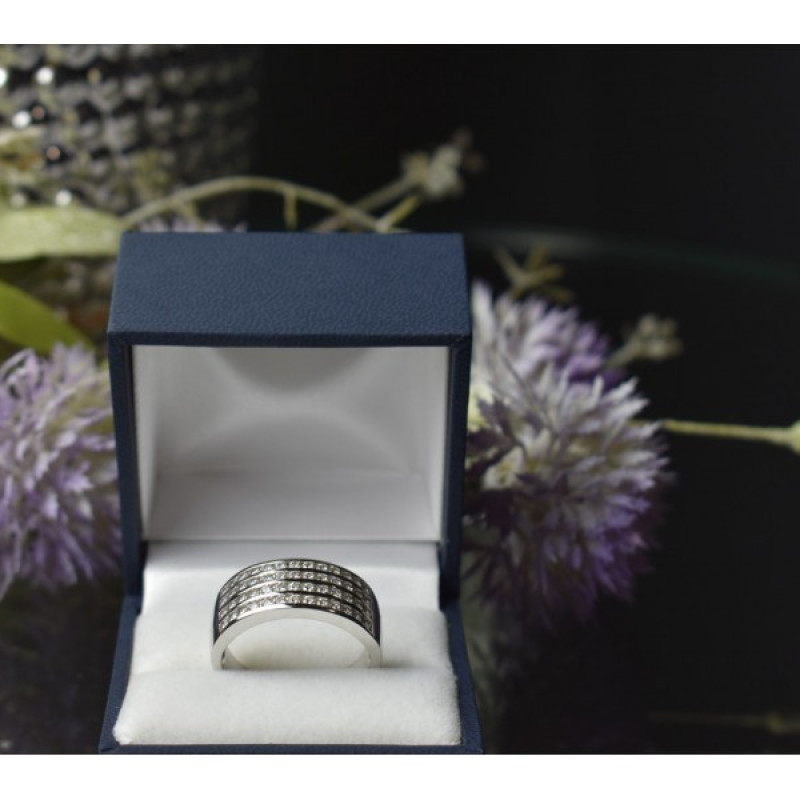 925 Sterling Silver CZ Band Ring Size 10