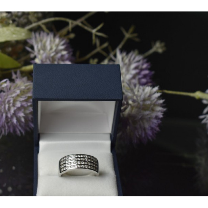 925 Sterling Silver CZ Band Ring Size 10
