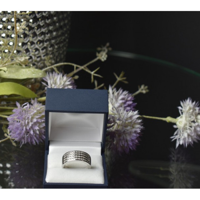 925 Sterling Silver CZ Band Ring Size 10