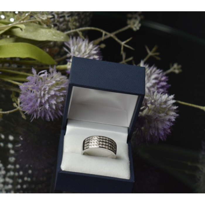 925 Sterling Silver CZ Band Ring Size 10