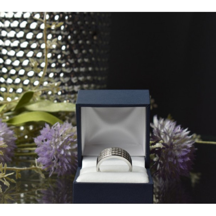 925 Sterling Silver CZ Band Ring Size 10