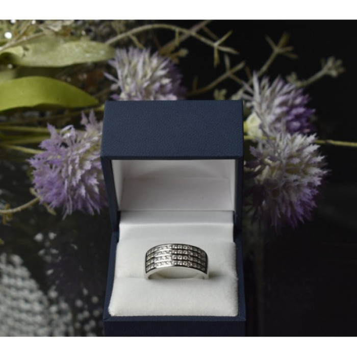 925 Sterling Silver CZ Band Ring Size 10
