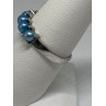 925 Sterling Silver With Simulated Teal Colored Pearls Ring Size-7