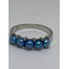 925 Sterling Silver With Simulated Teal Colored Pearls Ring Size-7