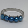 925 Sterling Silver With Simulated Teal Colored Pearls Ring Size-7