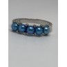 925 Sterling Silver With Simulated Teal Colored Pearls Ring Size-7
