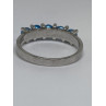 925 Sterling Silver With Simulated Teal Colored Pearls Ring Size-7