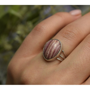 925 Sterling Silver Rhodochrosite Ring Size 7