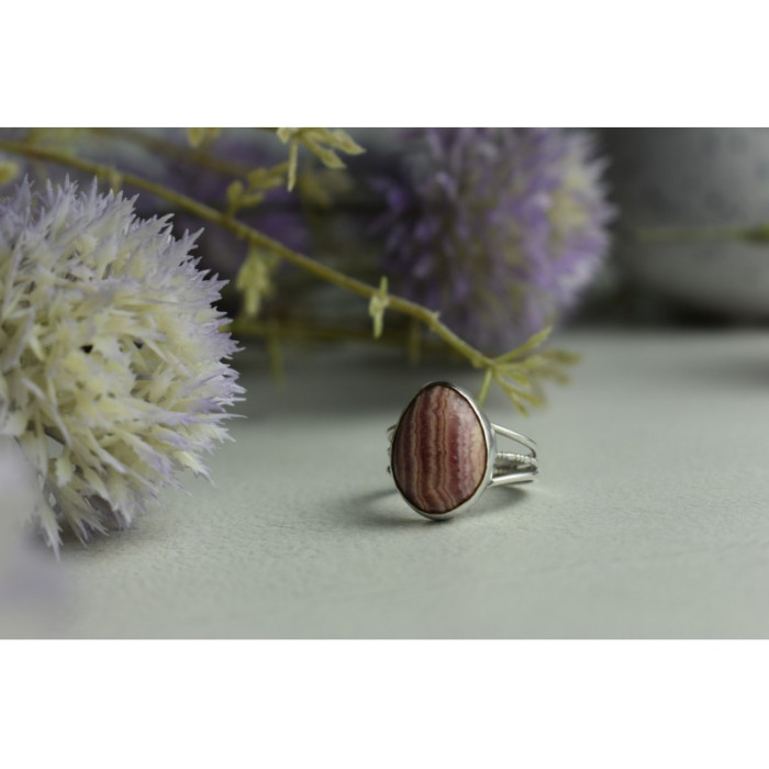 925 Sterling Silver Rhodochrosite Ring Size 7