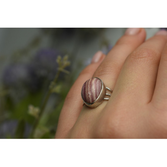 925 Sterling Silver Rhodochrosite Ring Size 7