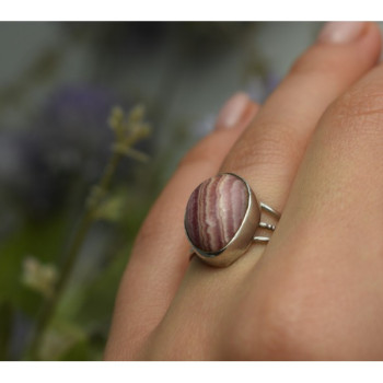 925 Sterling Silver Rhodochrosite Ring Size 7