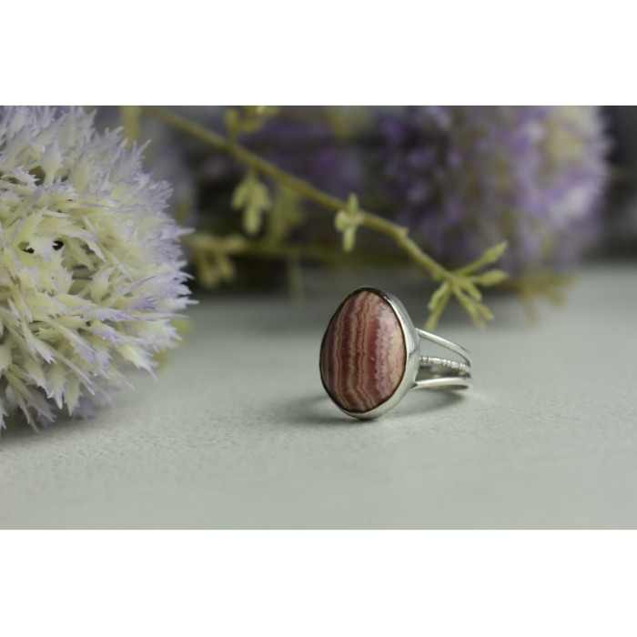 925 Sterling Silver Rhodochrosite Ring Size 7