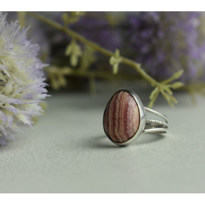 925 Sterling Silver Rhodochrosite Ring Size 7