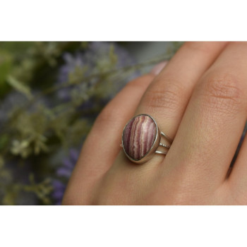 925 Sterling Silver Rhodochrosite Ring Size 7