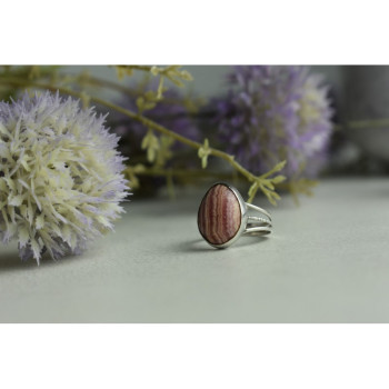 925 Sterling Silver Rhodochrosite Ring Size 7