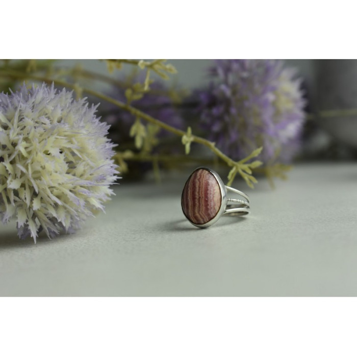 925 Sterling Silver Rhodochrosite Ring Size 7