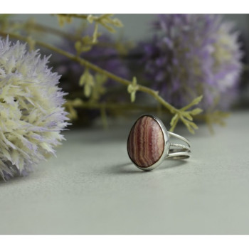 925 Sterling Silver Rhodochrosite Ring Size 7