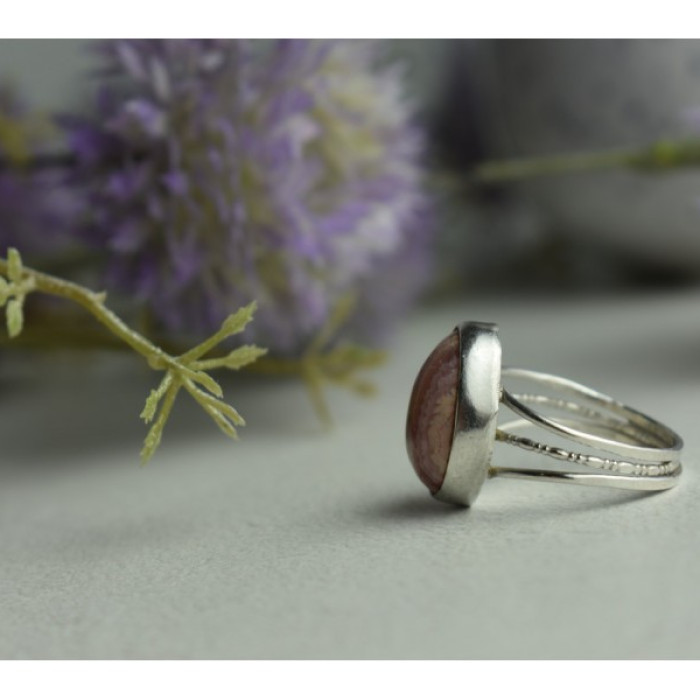 925 Sterling Silver Rhodochrosite Ring Size 7