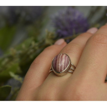 925 Sterling Silver Rhodochrosite Ring Size 7