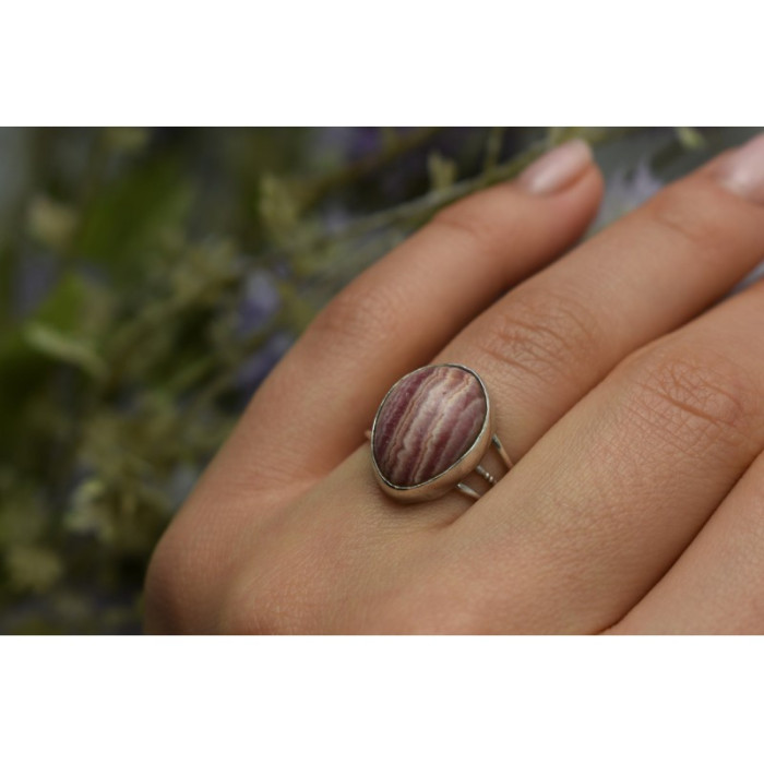 925 Sterling Silver Rhodochrosite Ring Size 7