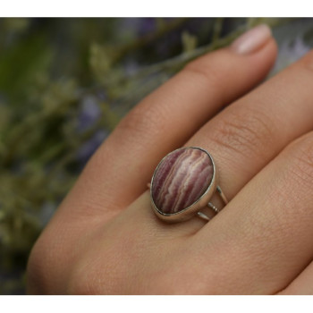 925 Sterling Silver Rhodochrosite Ring Size 7