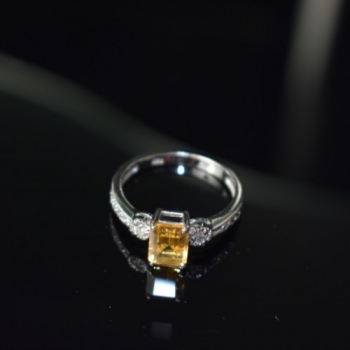 925 Sterling Silver Citrine & CZ Ring Size 8