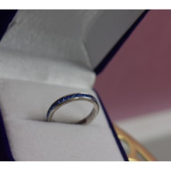 925 Sterling Silver Blue CZ Band Ring Size 6.5