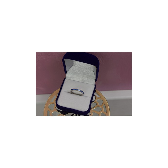 925 Sterling Silver Blue CZ Band Ring Size 6.5