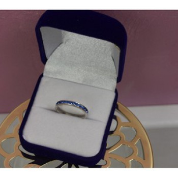 925 Sterling Silver Blue CZ Band Ring Size 6.5