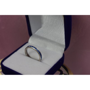 925 Sterling Silver Blue CZ Band Ring Size 6.5