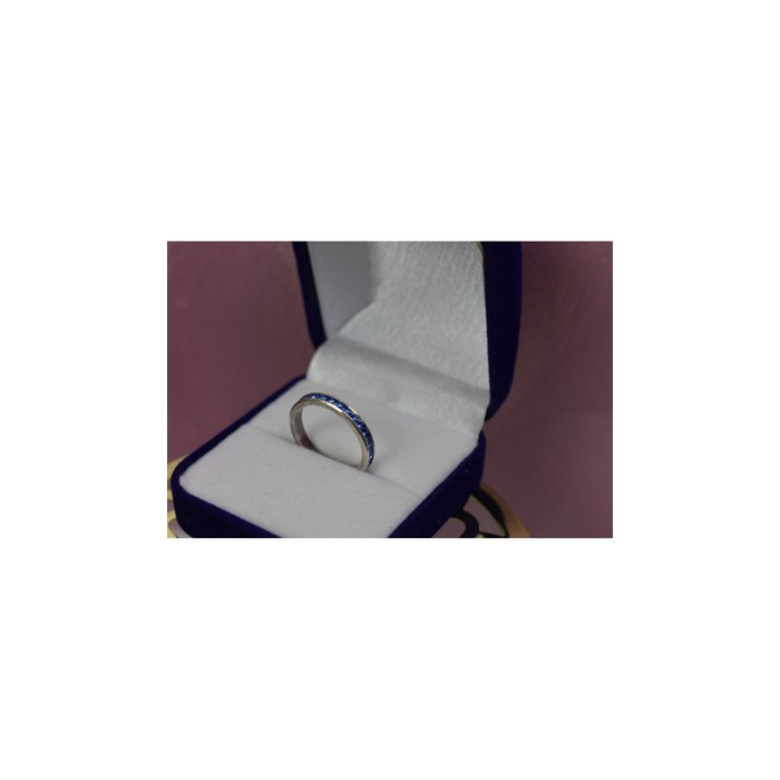 925 Sterling Silver Blue CZ Band Ring Size 6.5