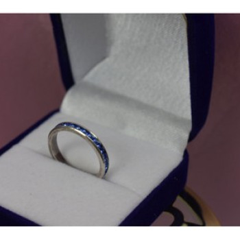 925 Sterling Silver Blue CZ Band Ring Size 6.5