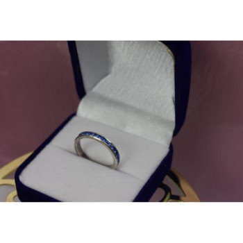 925 Sterling Silver Blue CZ Band Ring Size 6.5