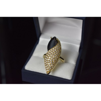 925 STERLING SILVER BLACK ALPANITE & CZ RING SIZE 9