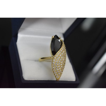 925 STERLING SILVER BLACK ALPANITE & CZ RING SIZE 9