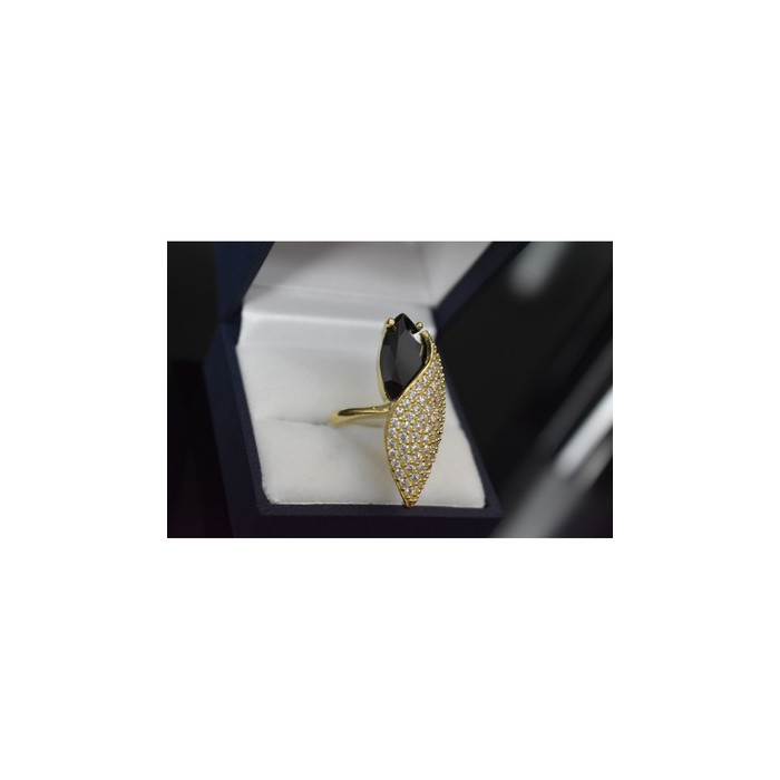 925 STERLING SILVER BLACK ALPANITE & CZ RING SIZE 9