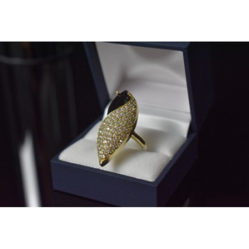 925 STERLING SILVER BLACK ALPANITE & CZ RING SIZE 9